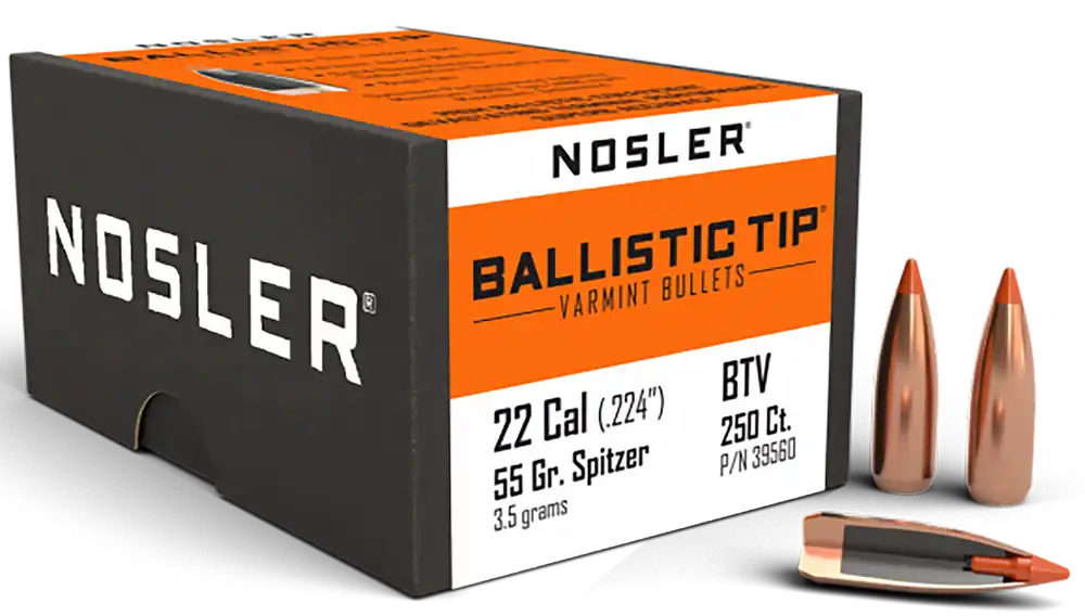 Nosler Ballistic Tip 22 Caliber 55 Grain Spitzer Bullets - 250 Count Box