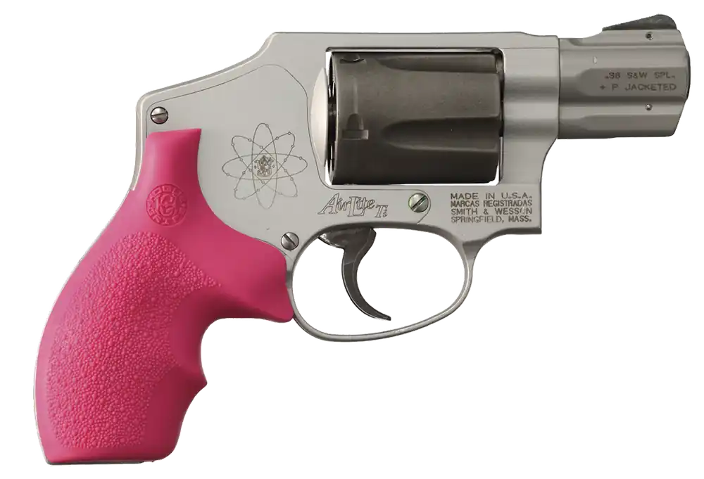 Hogue 61007 Pink Rubber Grip with Finger Grooves for S&W J Frame Round Butt