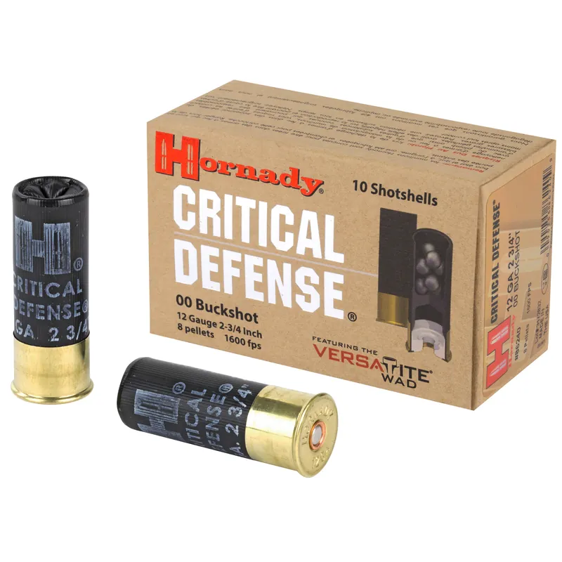 Hornady Critical Defense 12 Gauge 00 Buckshot - 10 Rounds/100 Rounds