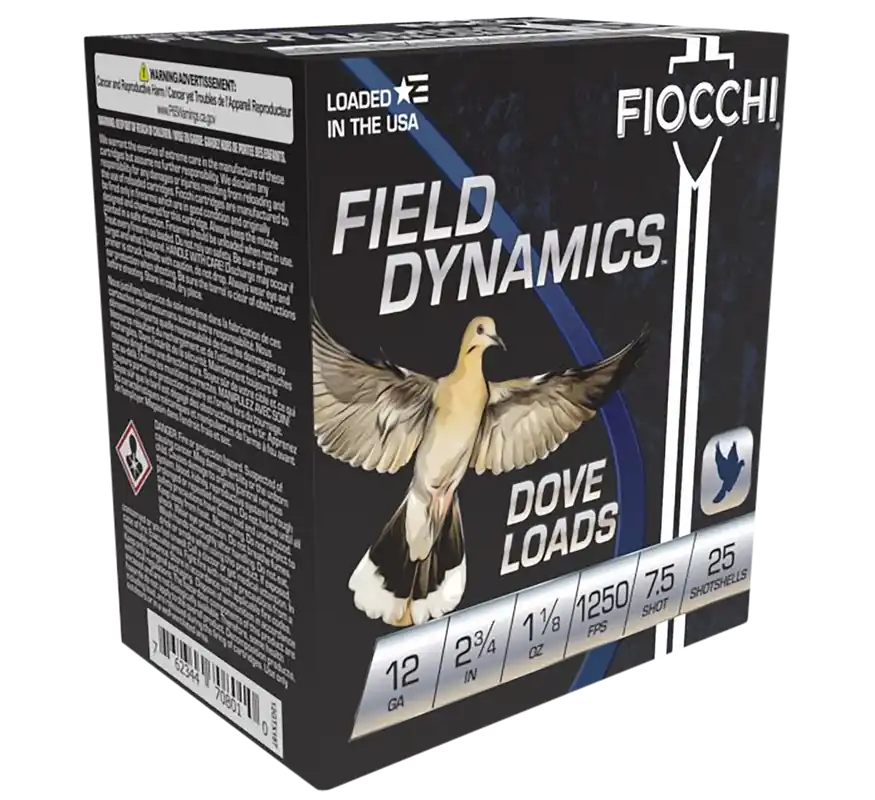 Fiocchi Field Dynamics 12 Gauge Dove & Quail Shotgun Shells - 25 Rounds