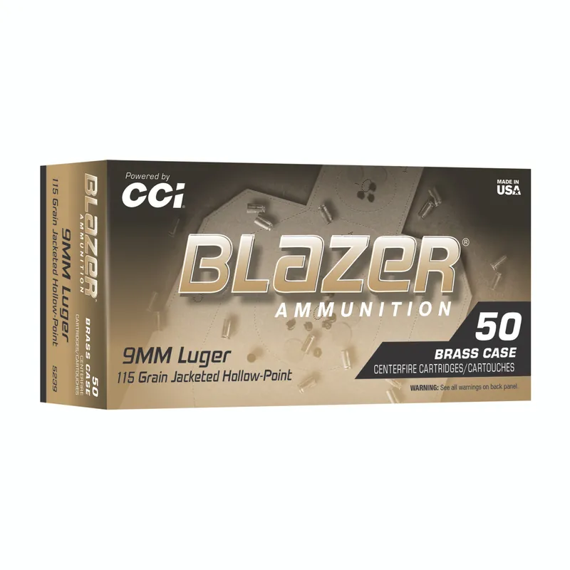 Blazer Brass 9mm 115gr JHP Ammunition - 50 Rounds/500 Rounds