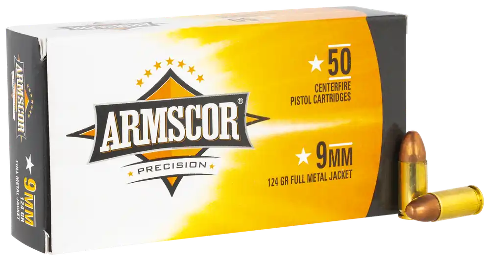 Armscor 9mm Luger 124gr FMJ Ammo - 50 Rounds per Box, 20 Boxes per Case