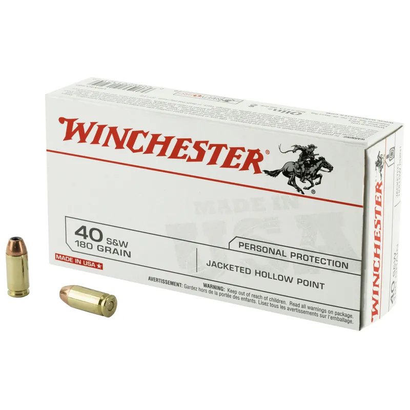 Winchester USA 40SW 180GR JHP Ammunition - 50 Rounds/500 Rounds