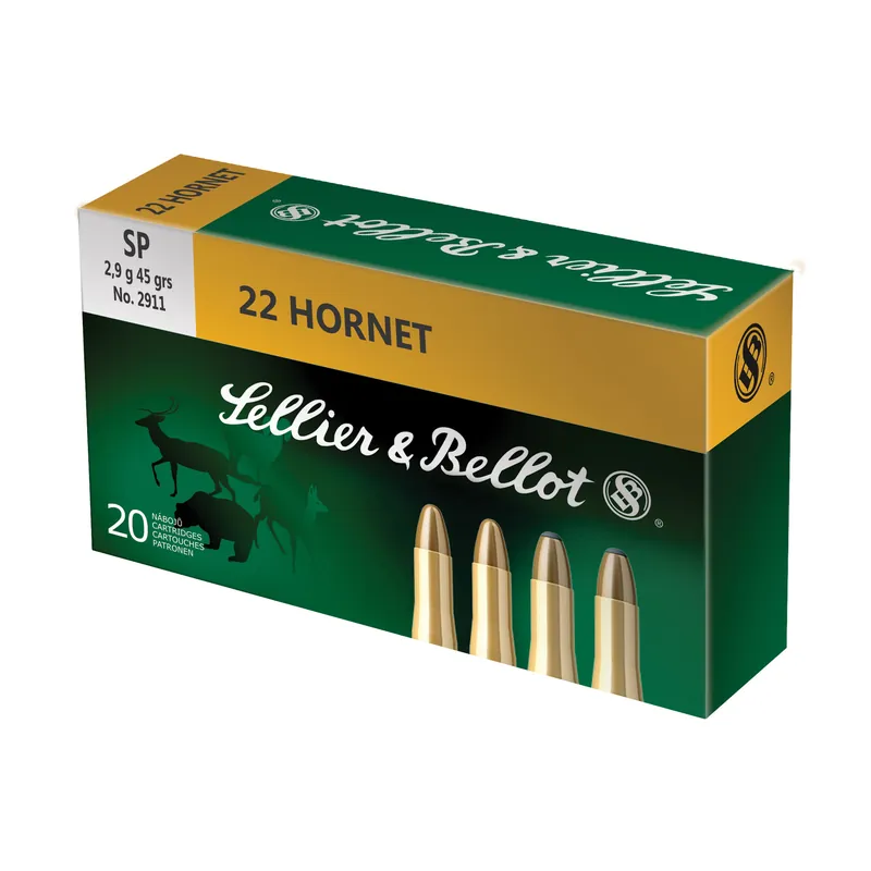 S&B 22 Hornet 45 Grain Soft Point Ammunition - 20 Rounds/1800 FPS