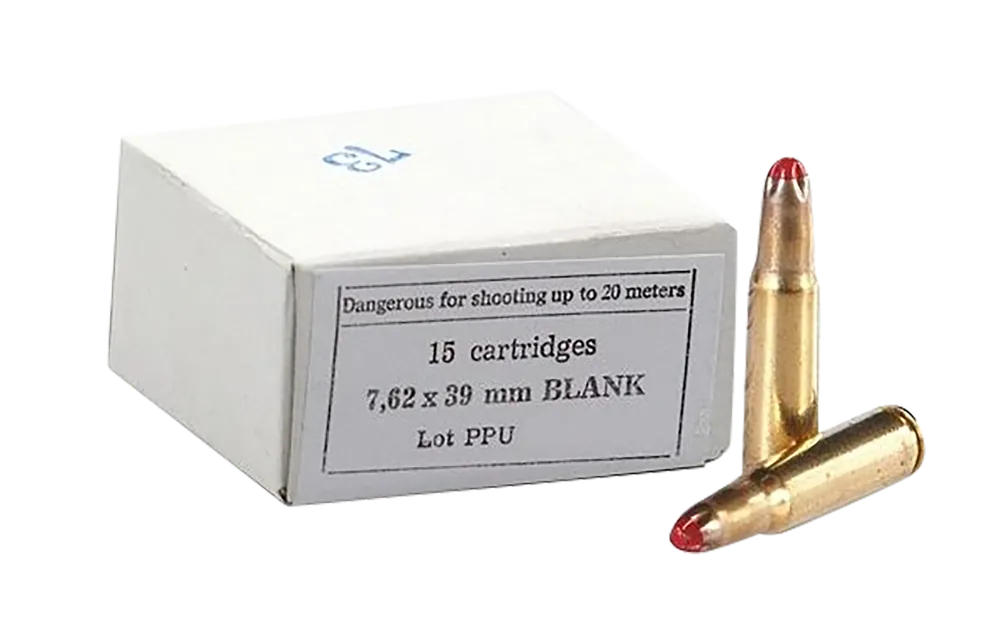 PPU PPB739 7.62x39mm Blank Ammo - 15 Rounds per Box, 96 Rounds per Case