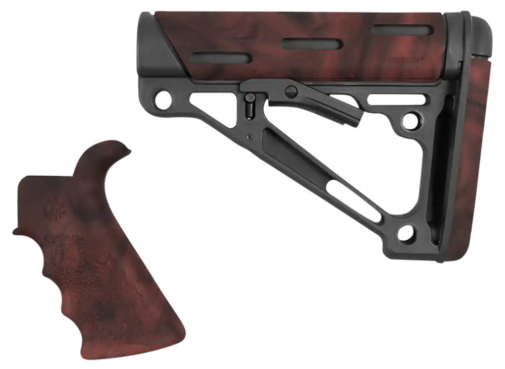 Hogue 15456 OverMolded Collapsible Buttstock & Grip for AR-15/M16 - Black & Red Lava