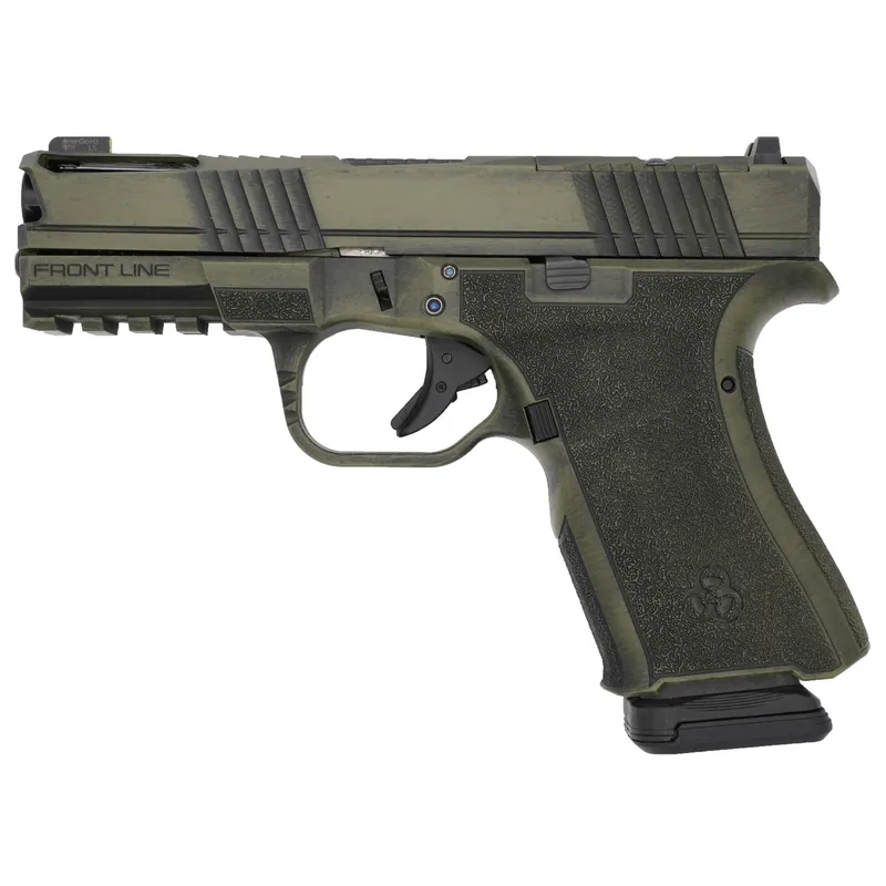 BRO FRONTLINE+ 9MM 4" 15RD Black/White Green