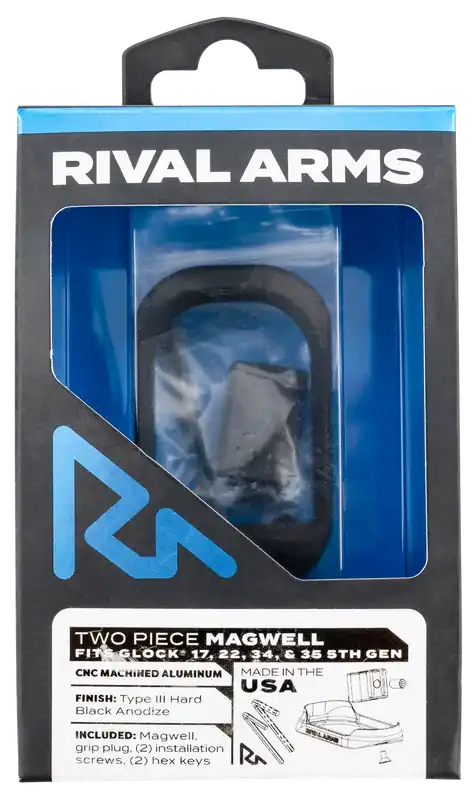 Rival Arms Two Piece Magwell for Gen5 Glock 17/22/34/35 - Black Aluminum