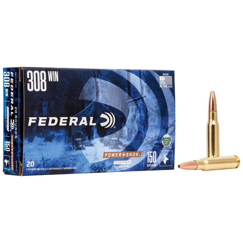 Federal Power-Shok .308 Win 150 Grain Copper 20/200