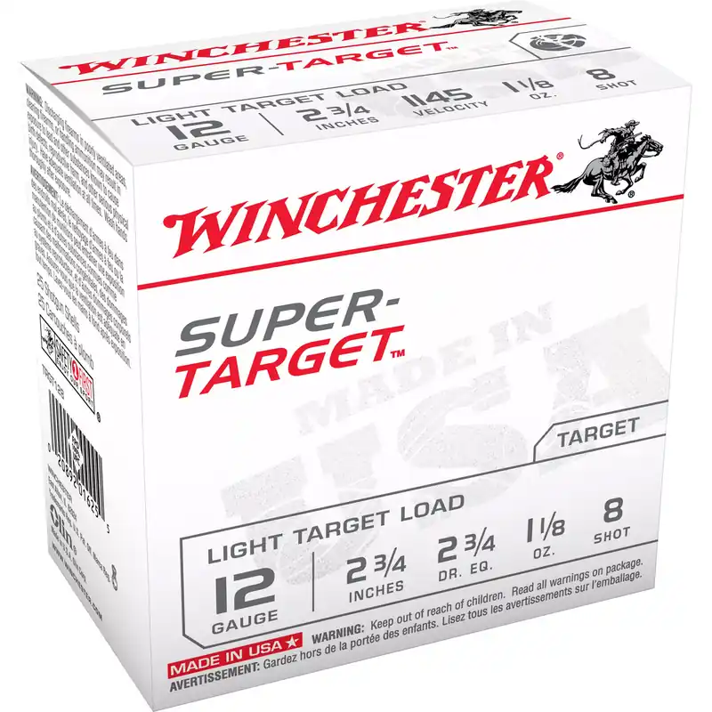 Winchester Super Target 12 Gauge 2.75" #8 Shot, 25 Rounds per Box, 250 Rounds per Case