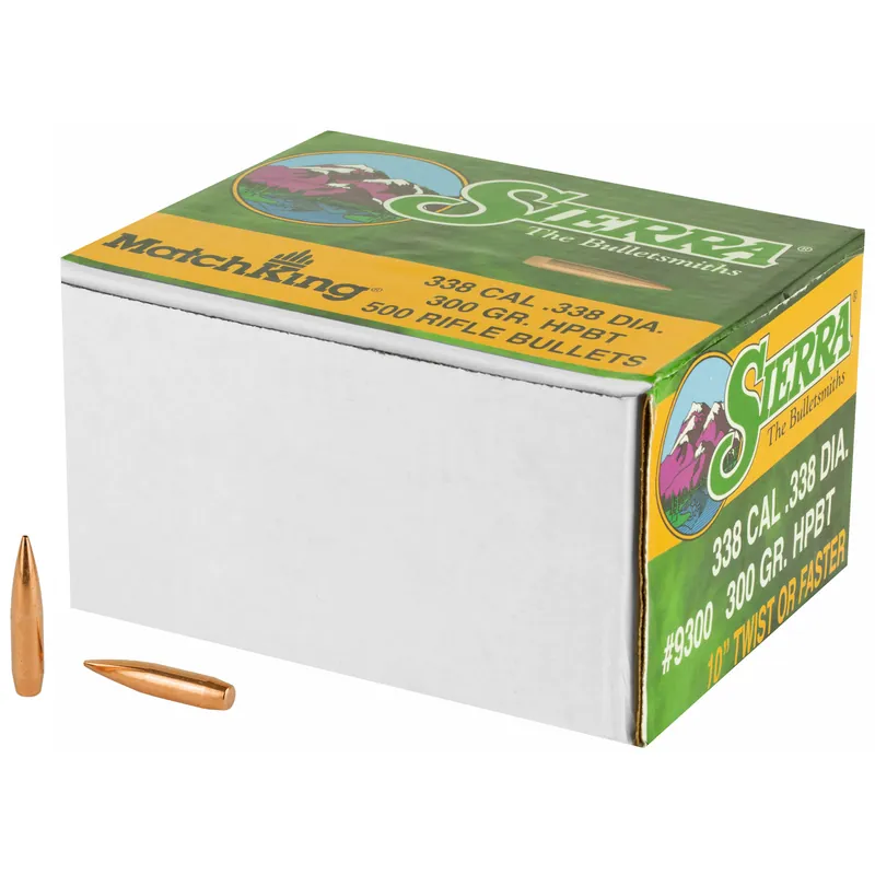 Sierra MatchKing .338 Caliber 300 Grain Bullets - 500 Count