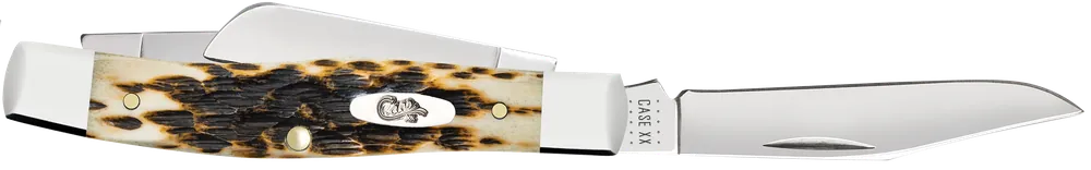 Case 00079 Stockman Folding Knife with Chrome Vanadium Steel Blades and Amber Bone Handle