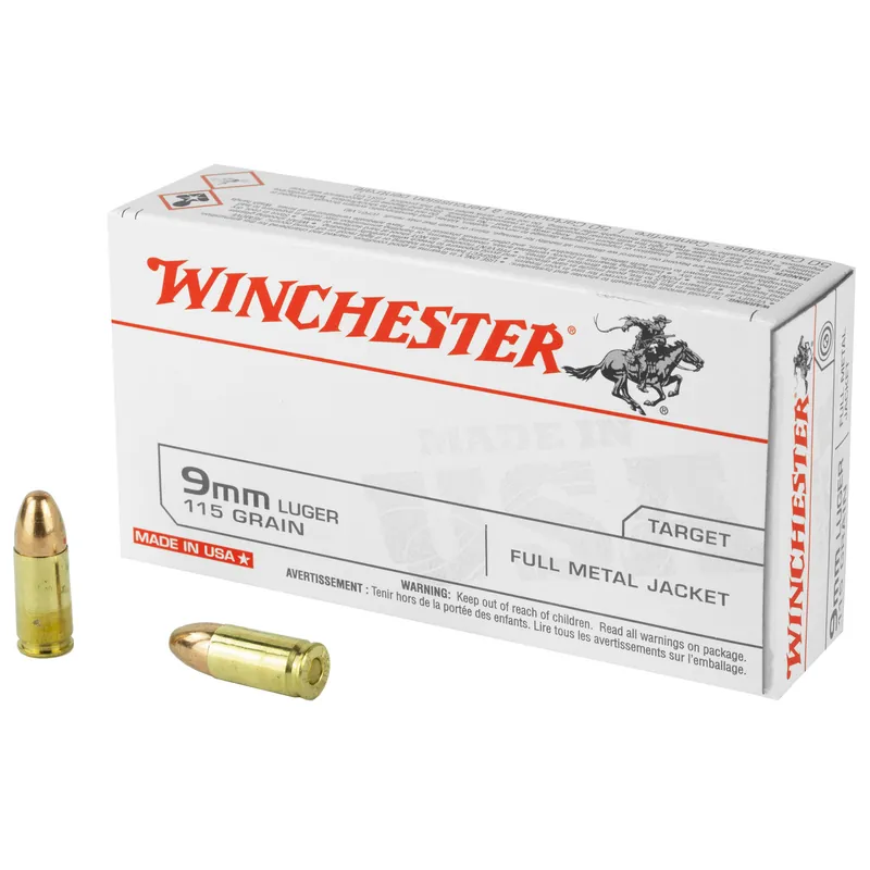 WIN USA 9MM 115GR FMJ Ammunition - 50 Rounds/500 Rounds