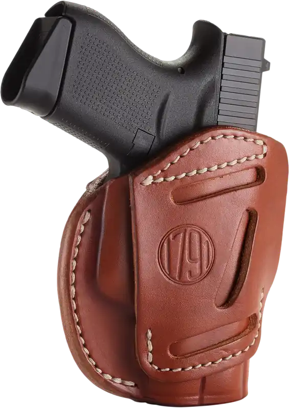 Versatile 1791 Gunleather 3-Way Holster: Classic Brown Leather for Ruger LCP, Glock 42, S&W Bodyguard