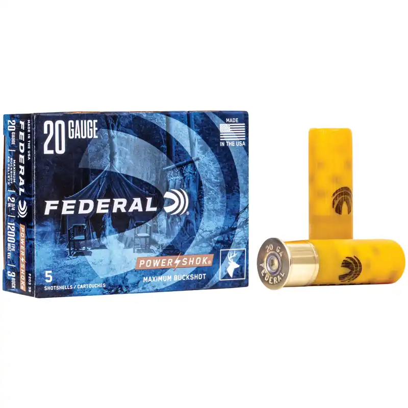 Federal Power-Shok 20 Gauge 2.75" #3 Buckshot 5/250