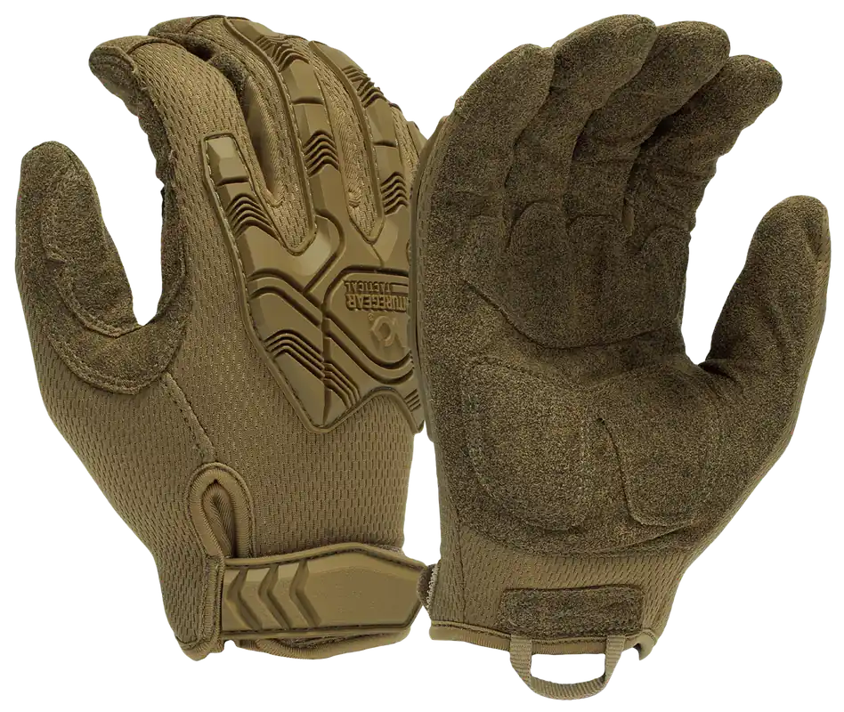 Pyramex VGTG40TL Heavy-Duty Brown Synthetic Leather Impact Operator Gloves, Large