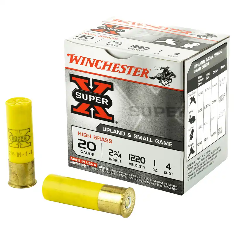 Winchester Super-X 20 Gauge 2.75" #4 Shot, 25 Rounds per Box, 250 Rounds per Case