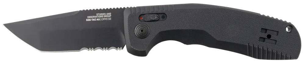 SOG-TAC Auto Tanto Folding Knife with Part Serrated Black TiNi Cryo D2 Steel Blade and Anodized Aluminum Handle