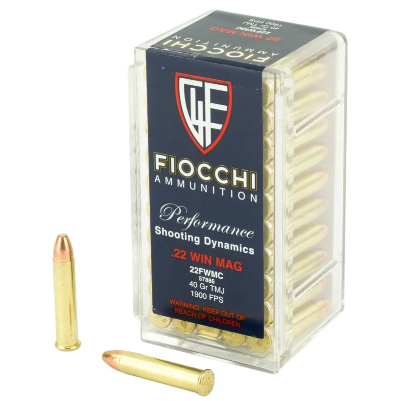 FIOCCHI 22WMR 40GR FMJ Ammunition - 50 Rounds per Box, 2000 Rounds per Case