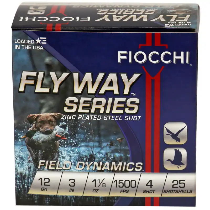 FIOCCHI 12GA #4 Flyway Steel Shot - 25 Rounds/250 Rounds Box
