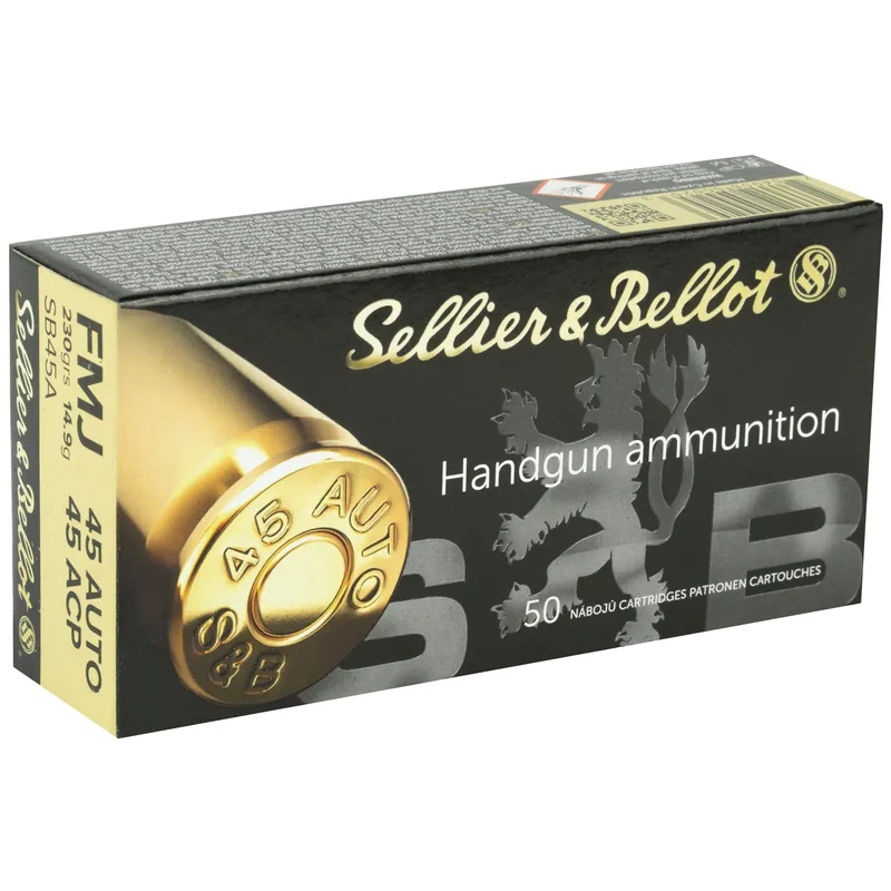 Sellier & Bellot .45 ACP 230 Grain FMJ 1000 Rounds Case