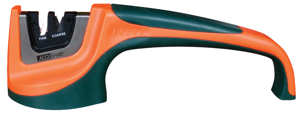 AccuSharp 039C Handheld Sharpener with Tungsten Carbide and Ceramic Blades, Black/Orange Handle