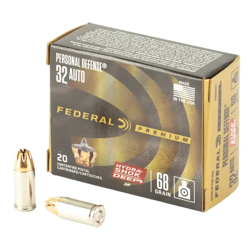 Federal Hydra-Shok .32 ACP 68 Grain JHP Ammunition - 20 Rounds
