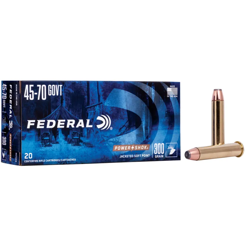 Federal Power-Shok 45-70 Government 300 Grain Soft Point Flat Nose - 20 Rounds/200 Rounds