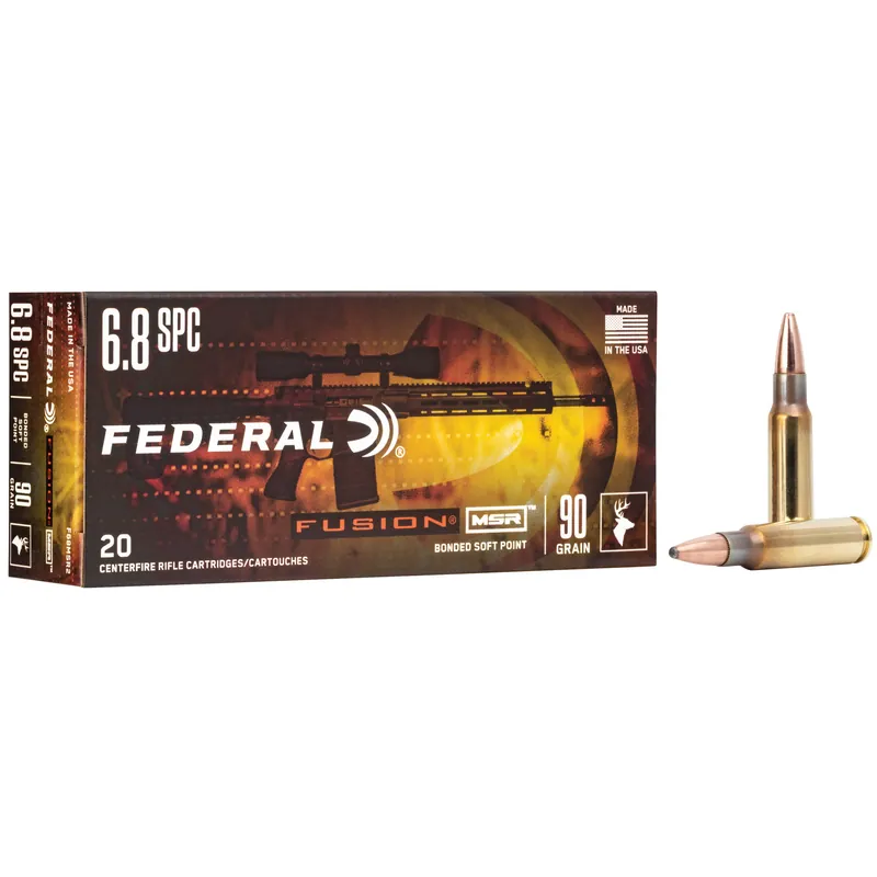 Fusion 6.8 SPC 90 Grain Soft Point Ammunition - 20 Rounds per Box, 200 Rounds per Case