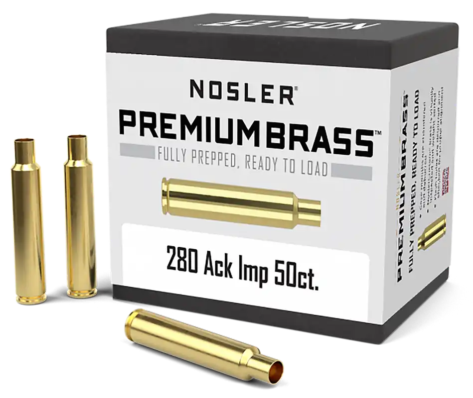 Nosler Premium 280 Ackley Improved Unprimed Rifle Brass - 50 Count