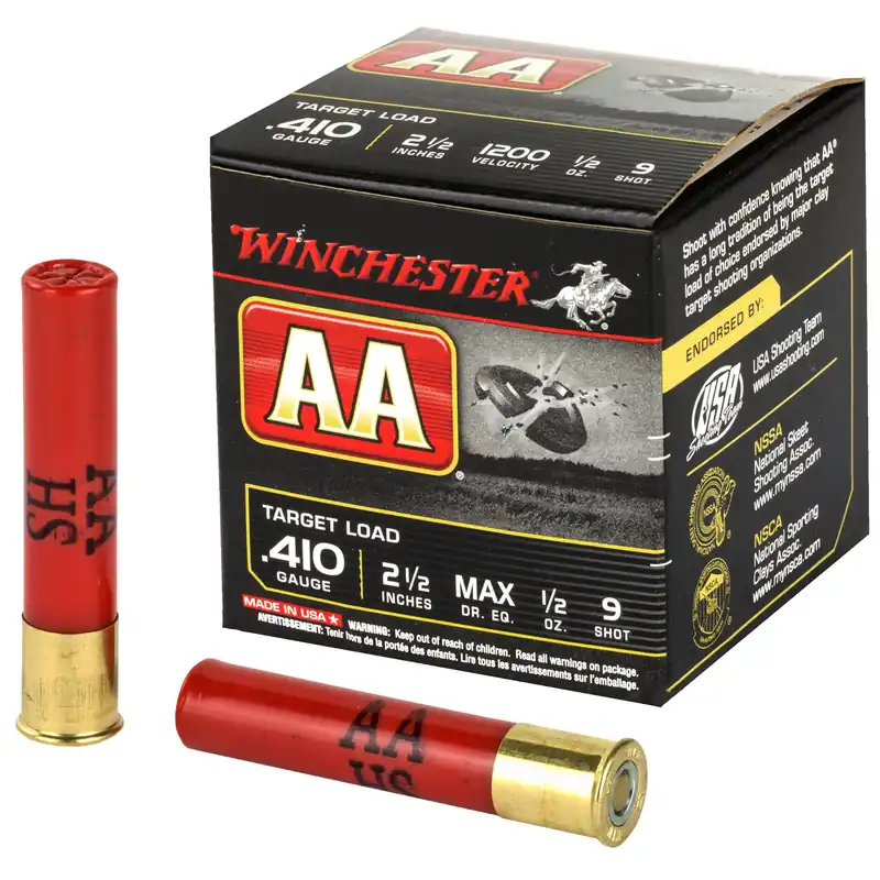 Winchester AA 410 Gauge 2.5" #9 Shotgun Shells - 25 Rounds per Box, 250 Rounds per Case