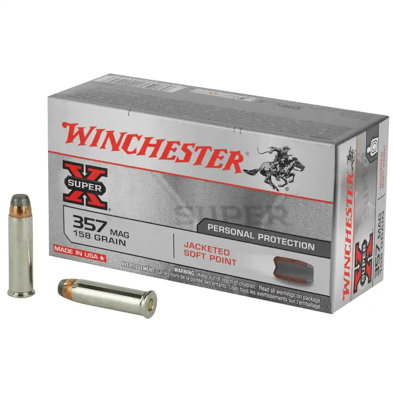 Winchester Super-X .357 Magnum 158 Grain JSP Ammunition - 50 Rounds/500 Rounds