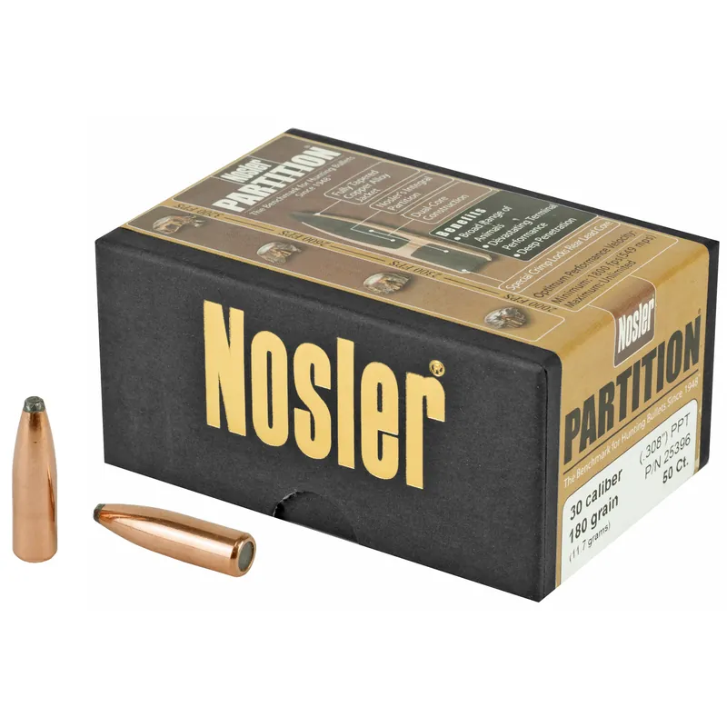 Nosler .30 Caliber 180 Grain Partition Bullets - 50 Count