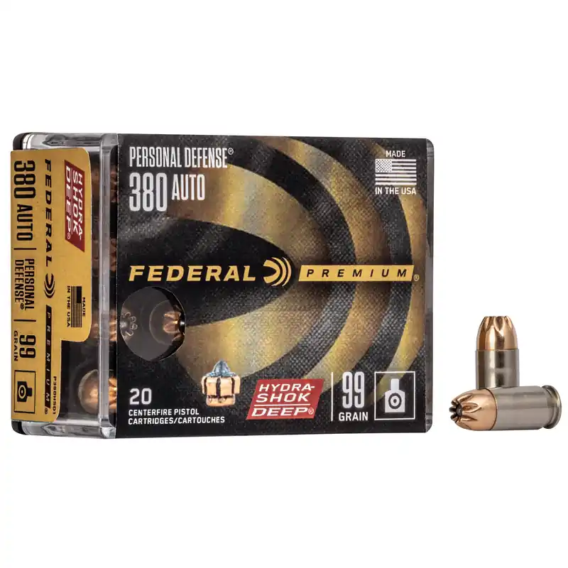 Federal Hydra-Shok Deep .380 Auto 99 Grain 20 Rounds