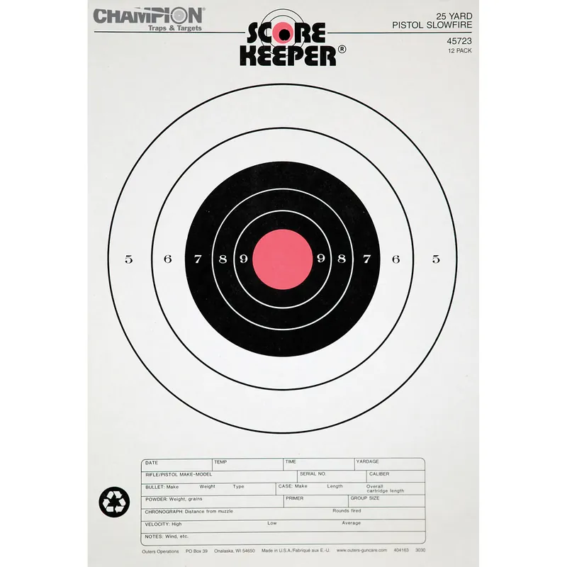 Champion 25-Yard Pistol Slow Fire Target 12-Pack