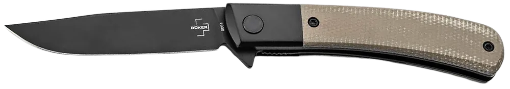 Boker Modern Gentleman Knife with 2.95" Black Nitro-V Blade and Green Micarta Handle
