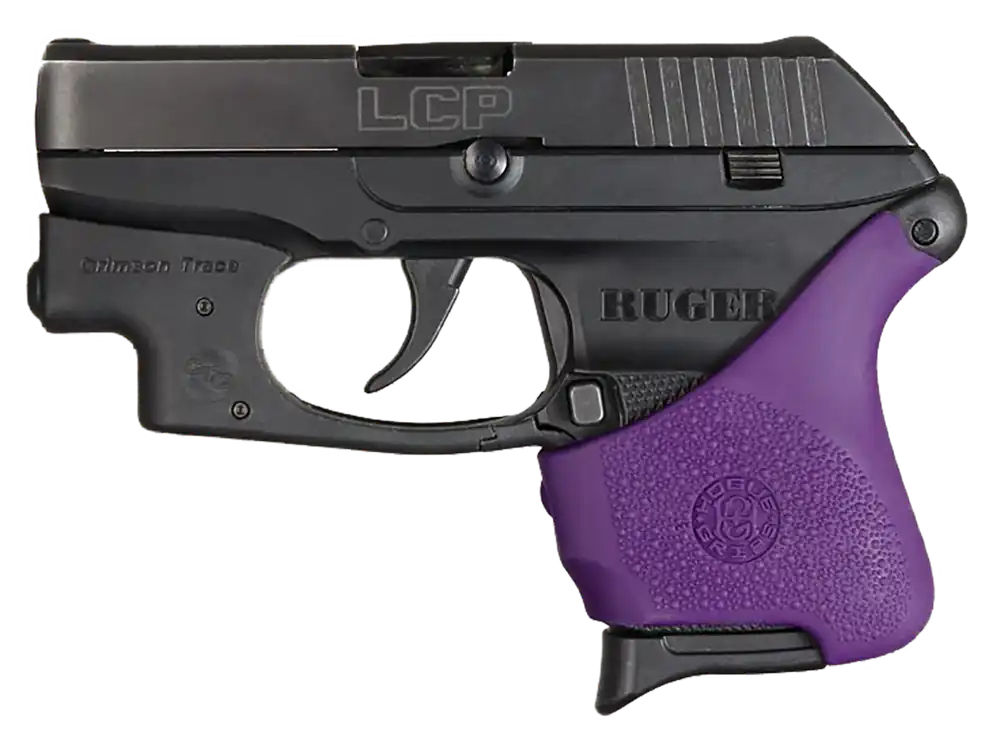 Hogue 18116 HandAll Hybrid Grip Sleeve - Textured Purple Rubber for Ruger LCP with Crimson Trace