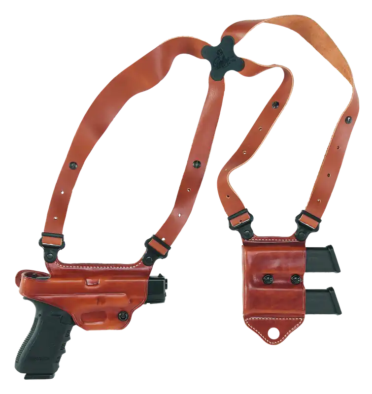 Galco Miami Classic II Shoulder Holster System for 1911, 5" Barrel, Right Hand, Tan Leather, Fits Up to 56" Chest