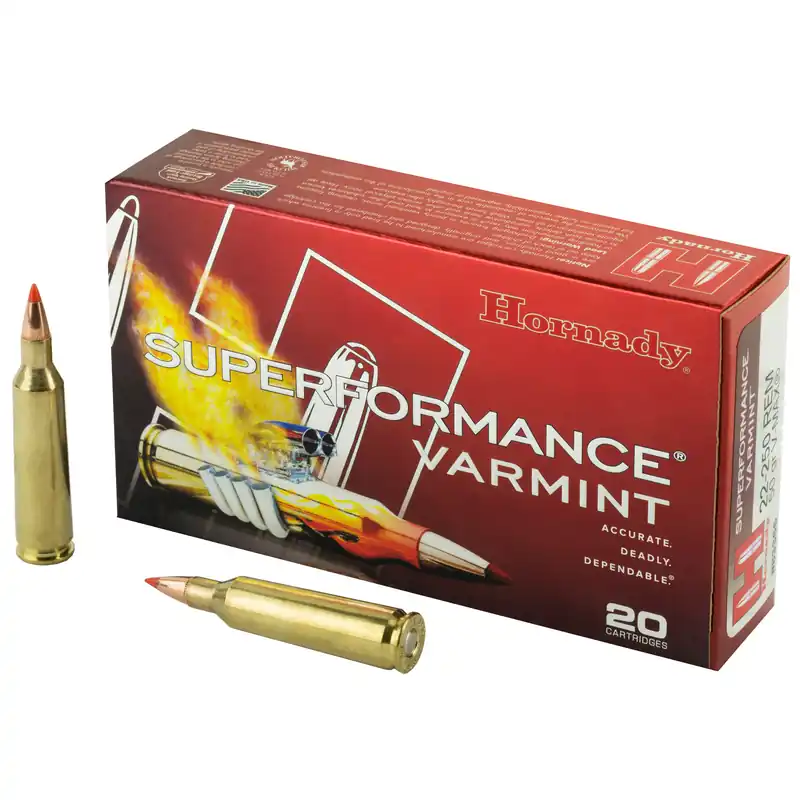 Hornady Superformance .22-250 Remington 50 Grain V-MAX Ammunition - 20 Rounds/200 Rounds