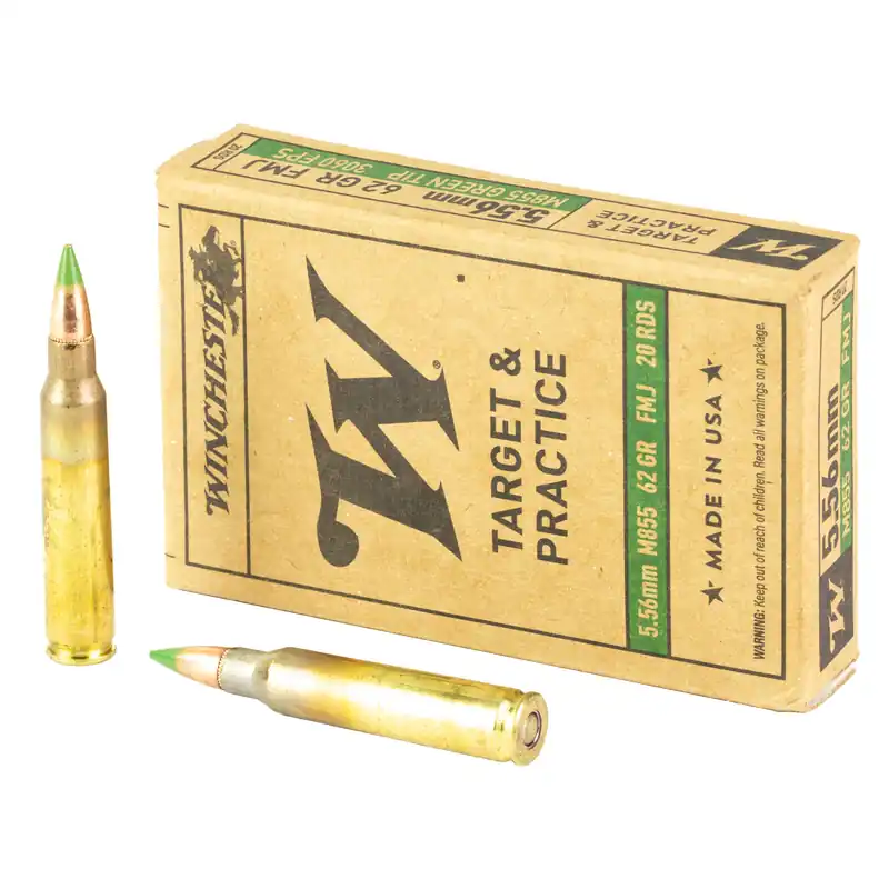 WIN 556 M855 62GR FMJ Green Tip Ammunition 20 Rounds/1000 Rounds