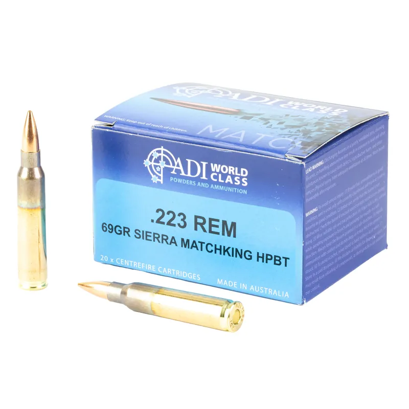 ADI 223 REM 69GR Sierra MatchKing Ammunition - 20 Rounds per Box, 200 Rounds per Case