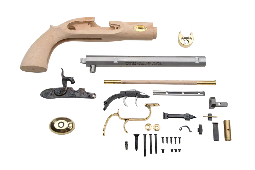 Traditions KPC51002 50 Cal Percussion Trapper Pistol Kit with 9.75" Blued Octagon Barrel and Sidelock Action