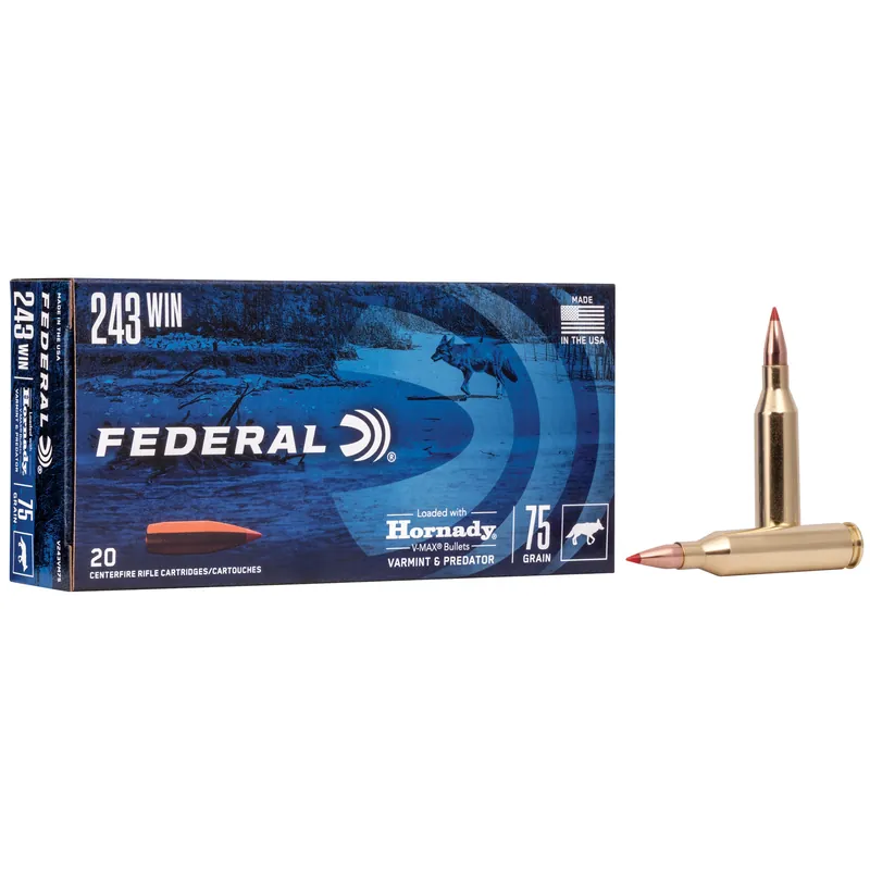 Federal Premium V&P 243 Winchester 75 Grain V-MAX Ammunition - 20 Rounds/200 Rounds