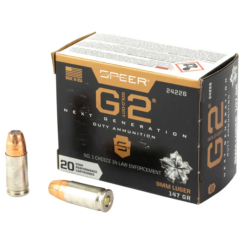 Speer Gold Dot G2 9mm 147 Grain Ammunition - 20 Rounds/200 Rounds