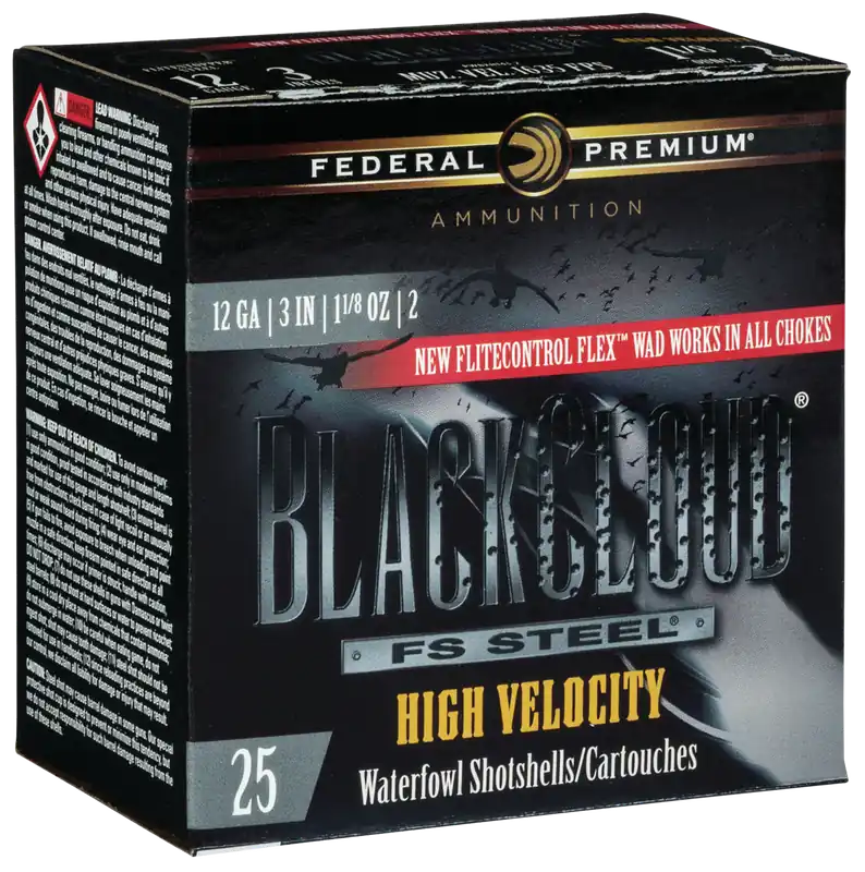 Federal Black Cloud FS High Velocity 12 Gauge 3" 1 1/8oz 2 Shot - 25 Rounds Per Box