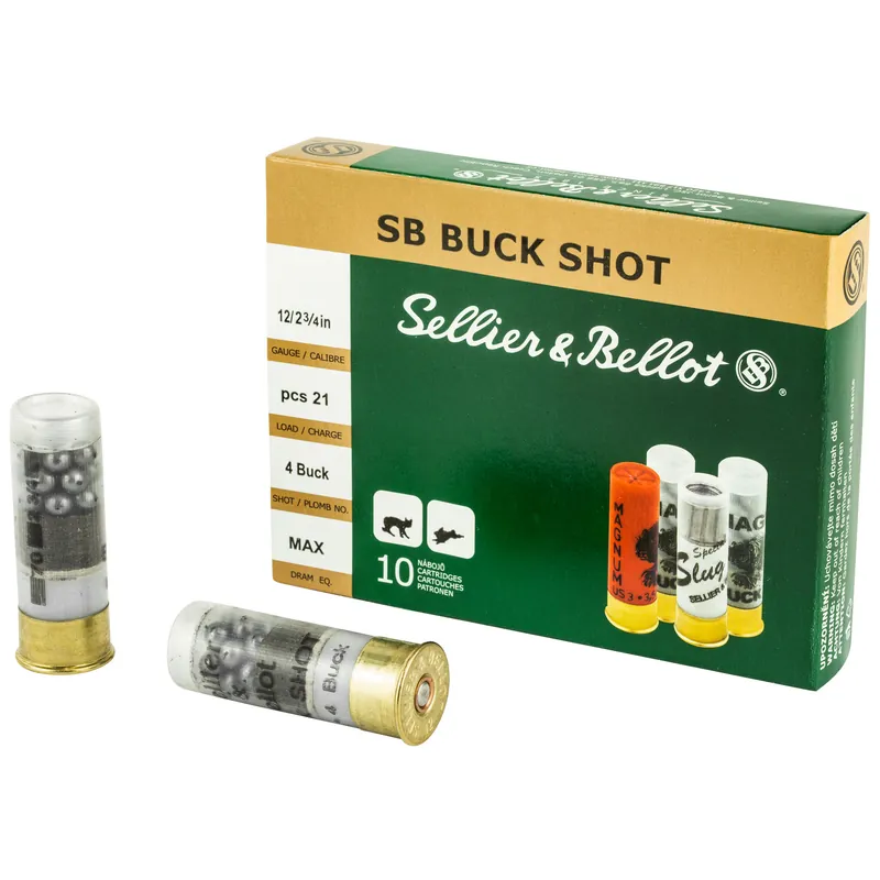 Sellier & Bellot 12 Gauge 2.75" 1.12 oz 4 Shot 21 Pellets 10/250 Rounds