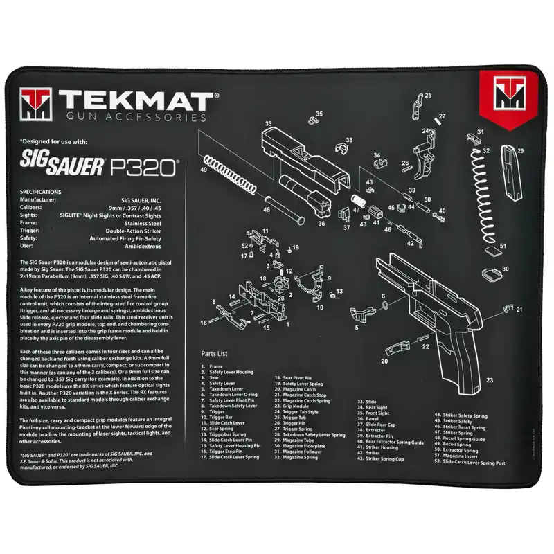 TEKMAT Ultra Pistol Mat for SIG P320 - Black