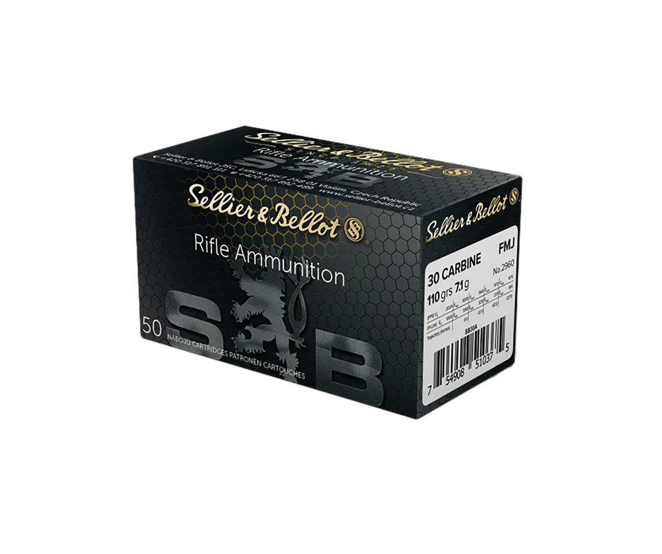 Sellier & Bellot 30 Carbine 110gr FMJ Rifle Ammo - 50 Rounds per Box