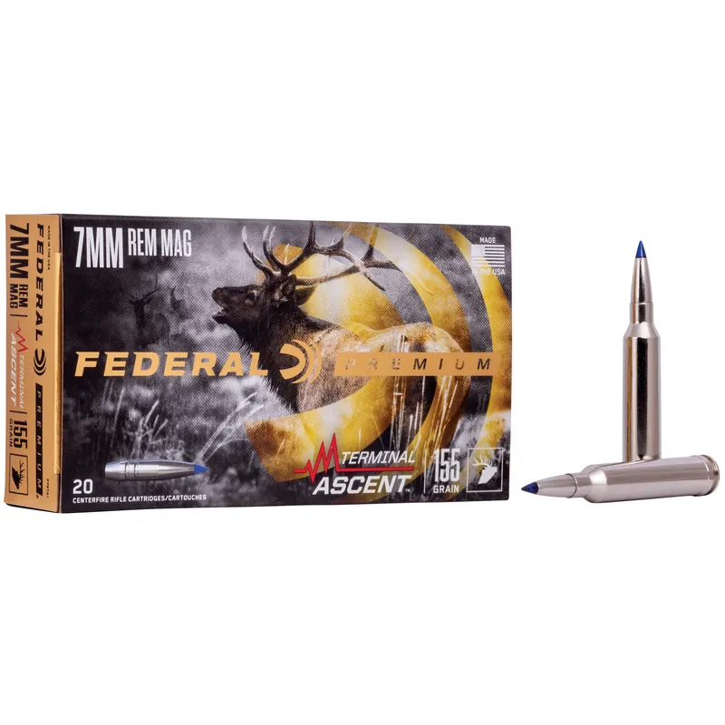Federal Premium 7mm Remington Magnum 155 Grain Terminal Ascent, 20 Rounds per Box, 200 Rounds per Case