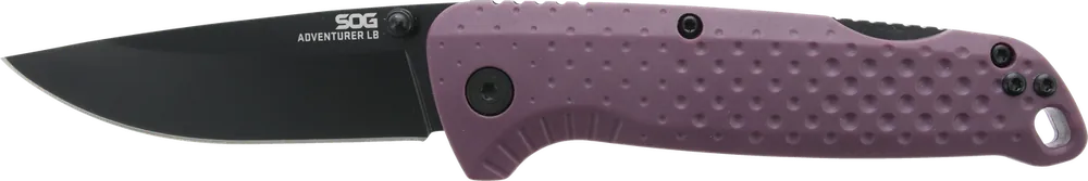 SOG Adventure LB Folding Knife with Black TiNi Blade and Dark Purple GRN Handle